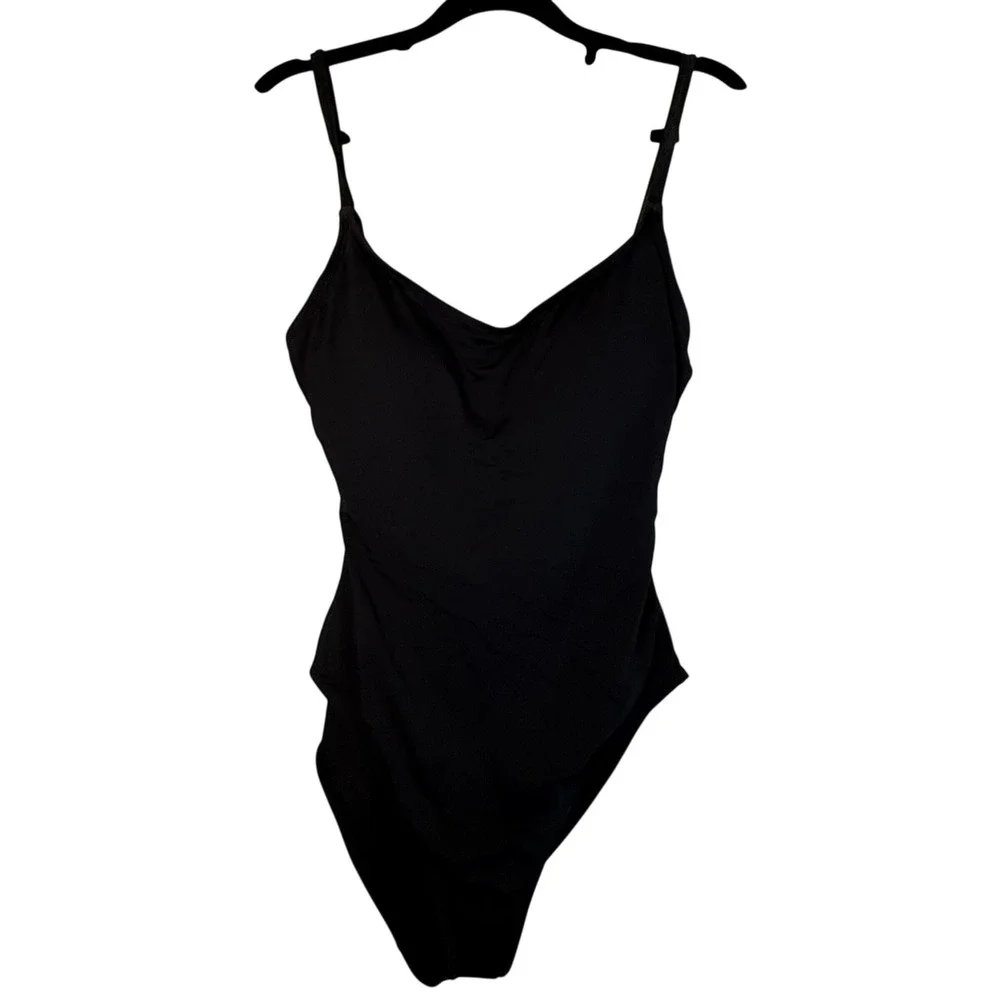 Andie Swim The Amalfi One Piece Swimsuit Women S Black Ruched V Neck